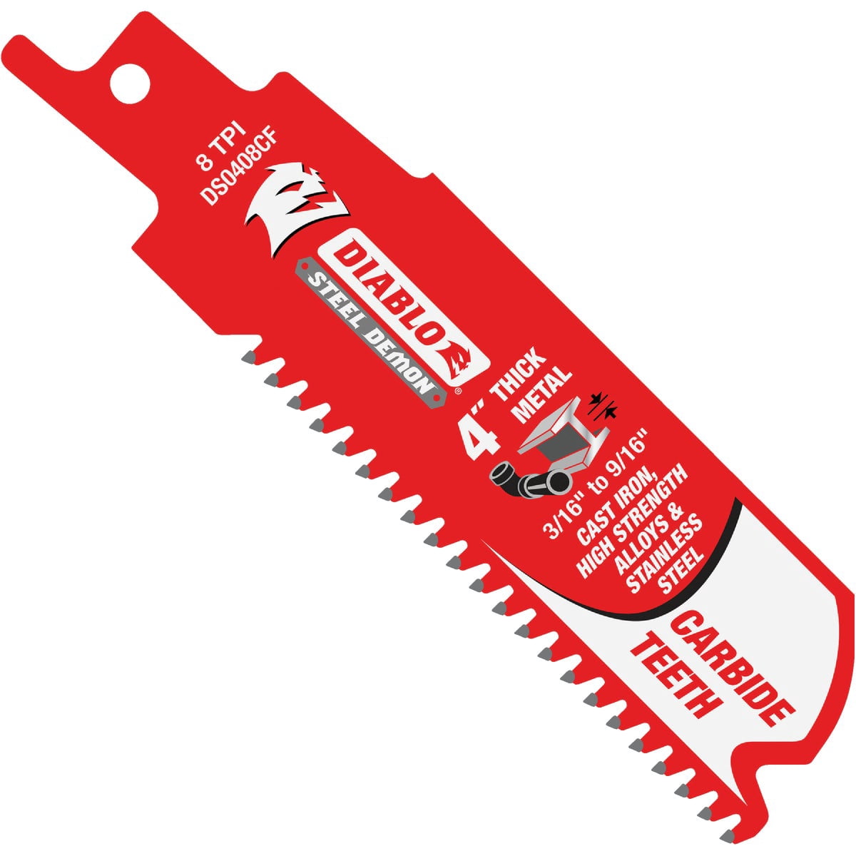 Diablo Steel Demon Carbide Teeth Reciprocating Saw Blades with Perma-Shield Coating for Thick Metal - 4" Length, 8 TPI, 3-Pack - DS0408CF3
