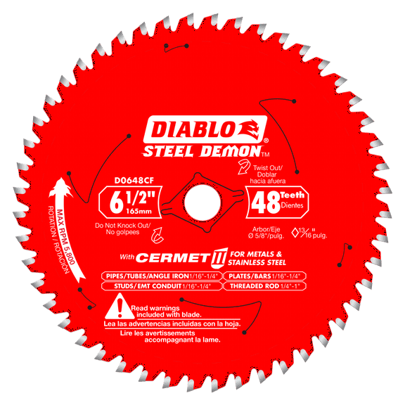 Diablo Steel Demon Cermet II Metal Cutting Circular Saw Blade, 6-1/2in., 48T, Model# D0648CFA