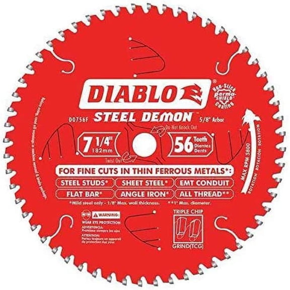 Diablo Steel Demon Circular Saw Blade - 7 1/4in., 56 Tooth, For Ferrous Metals, Model# D0756F