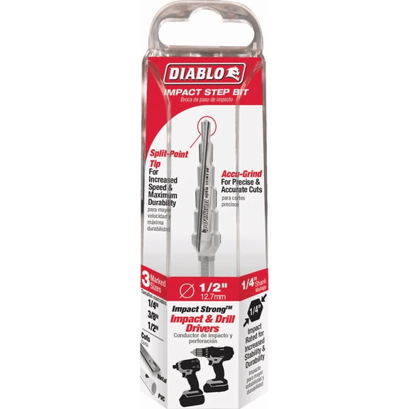 Diablo Step Drill Bit - Pack of 4  Professional & DIY Use, Standard Battery Platform