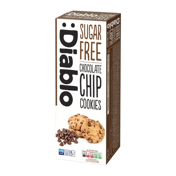 Diablo Sugar Free Chocolate Chip Cookies, 0g Sugar Snack Cookies, 4.58 oz