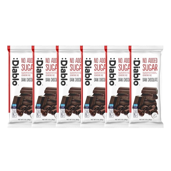 Diablo Sugar Free Dark Chocolate Bar  Maltitol Sweetened, Low Carb & Gluten-Free Treat, Ideal Snack for All  Celebrate Any Occasion, Birthdays, Valentines, Anniversary  85g, 6 Packs
