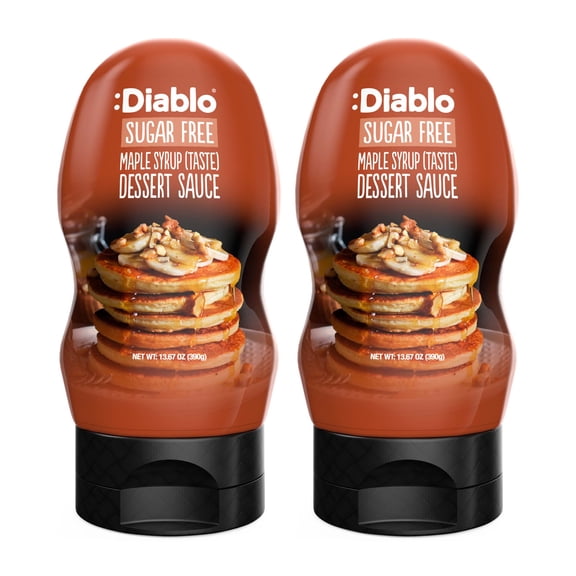 Diablo Sugar Free Maple Flavored Syrup, Pancake & Waffle Dessert Topping, 9.8 fl oz (Pack of 2)