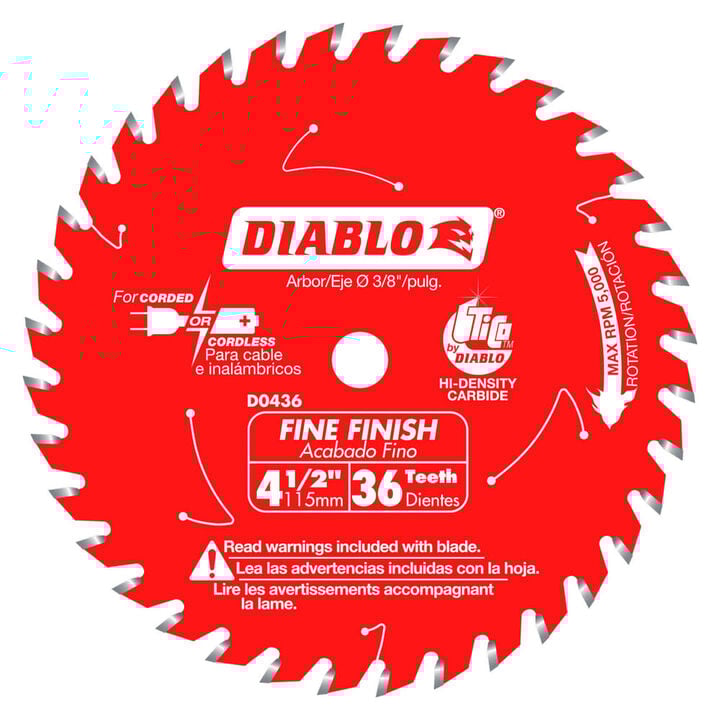 Diablo Tools, 6-1/2 48 Tooth Track Blade Plywood, Blade Diameter 6 1/2 in, Included (qty.) 1 Model# D0648TSF