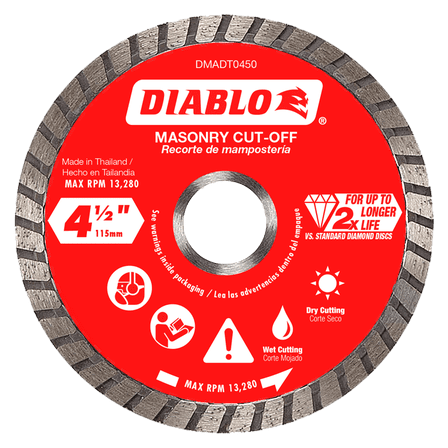 Diablo Tools Diablo 4 1/2" Diamond Turbo Cut Off Discs Masonry