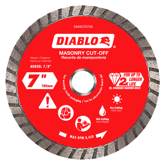 Diablo Tools Diablo 7" Diamond Turbo Cut Off Discs Masonry