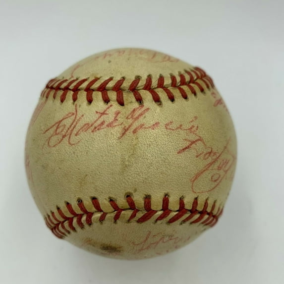 Diablos Rojos del Mexico 1957 Team Signed Game Used Baseball Negro League