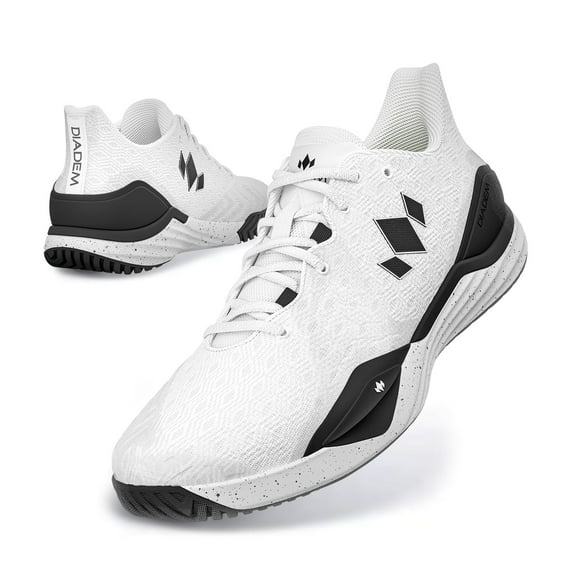 Diadem Court Burst Pickleball & Tennis Shoes for Stability, Speed, Performance & Comfort, White and Black, US Size M8/W9.5