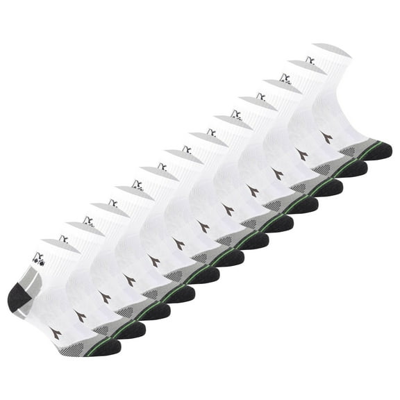 Diadora Unisex Quarter Sports Socks, 12 Pack - Socks, Logo, Pattern White 43-46