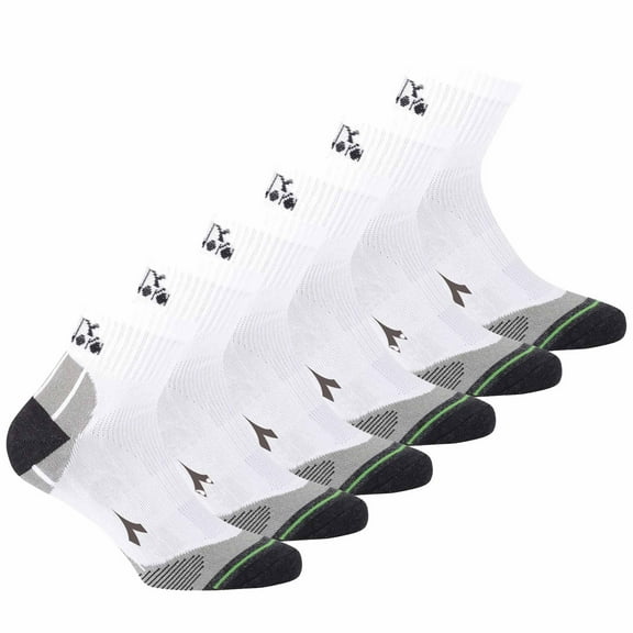 Diadora Unisex Quarter Sports Socks, 6 Pack - Socks, Logo, Pattern White 43-46