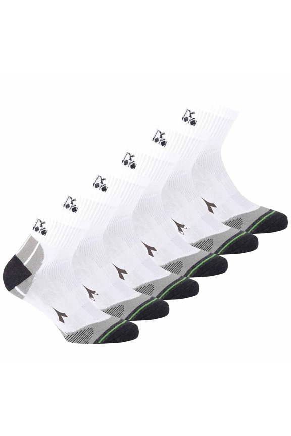 Unisex Quarter Sports Socks, 6 Pack - Socks, Logo, Pattern White 43-46
