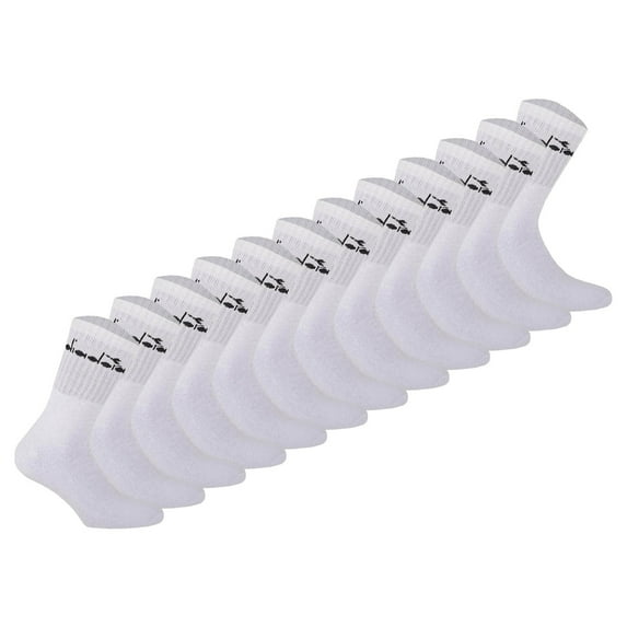 Diadora Unisex Tennis Socks - 12 Pack, Logo White 35-38