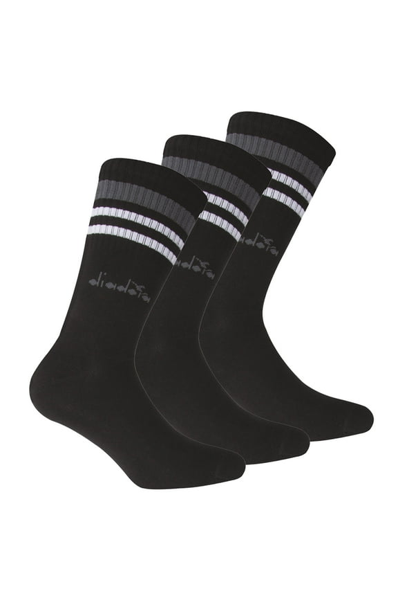 Unisex Tennis Socks - 3 Pack, Logo, Stripes Black 39-42