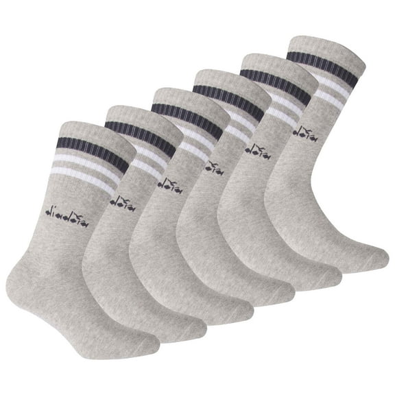 Diadora Unisex Tennis Socks - 3 Pack, Logo, Stripes Grey 39-42