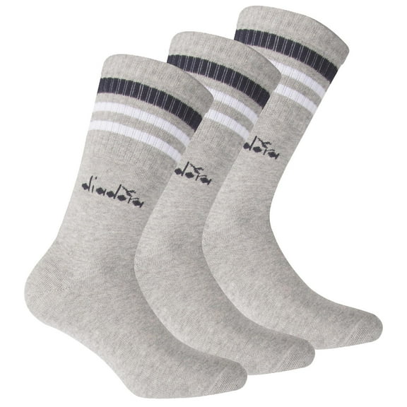 Diadora Unisex Tennis Socks - 3 Pack, Logo, Stripes Grey 43-46