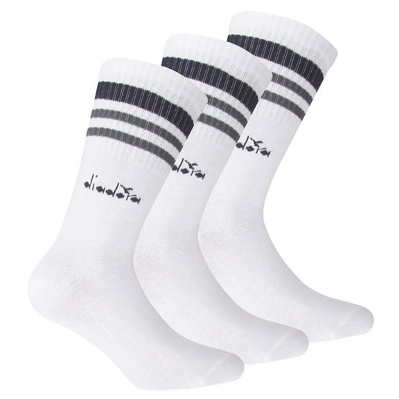 Diadora Unisex Tennis Socks - 3 Pack, Logo, Stripes White 39-42