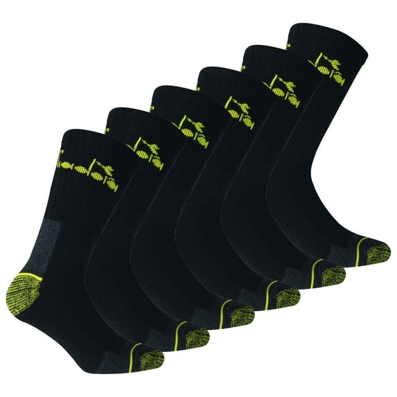 Diadora Unisex Work Socks, 6-Pack - Sports Socks, Cotton, Logo, Solid Color Black 39-42