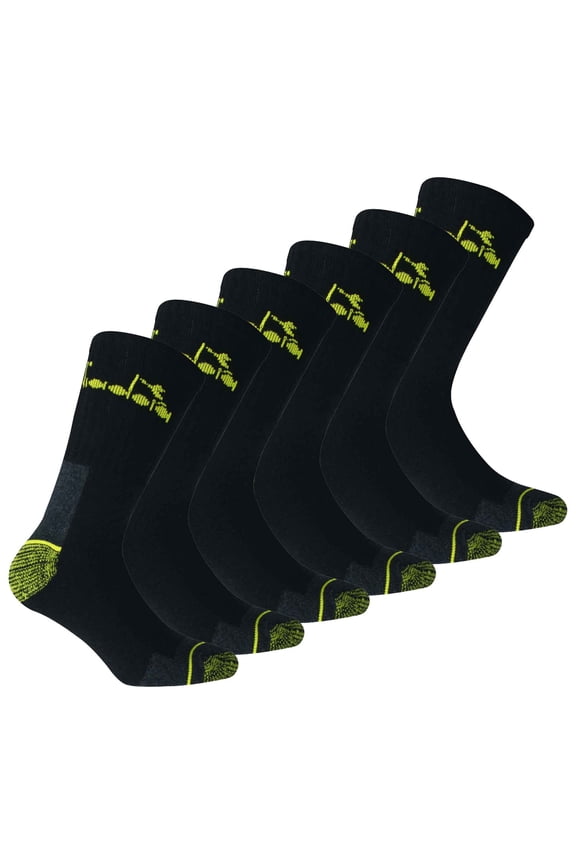 Unisex Work Socks, 6-Pack - Sports Socks, Cotton, Logo, Solid Color Black 43-46