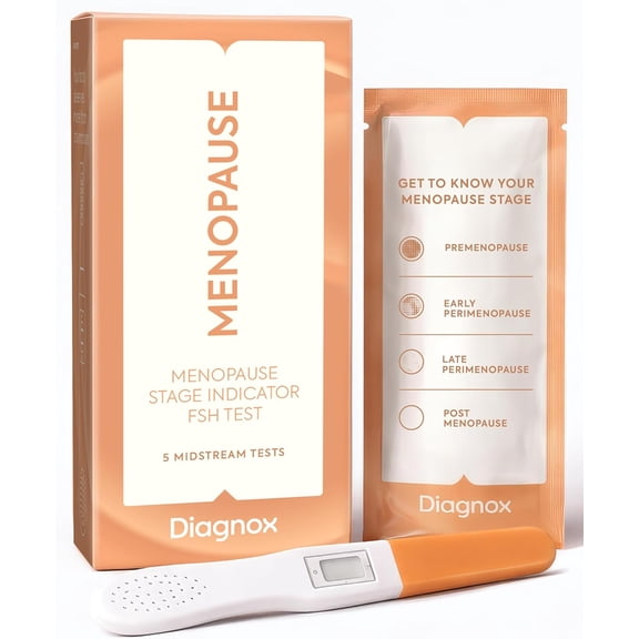 Diagnox Health Menopause Test, At-Home FSH Test Strips to Identify Menopause Stages - Fast 5-Minute Results, Clinical-Grade Midstream Strips (5 Pack)