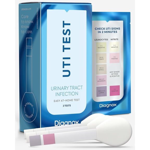 Diagnox Health UTI Test Strips, Early Detecion of Urinary Tract Infections, Quick & Reliable Results in Minutes, Easy To Use At Home UTI Test For Men & Women, 3 Count