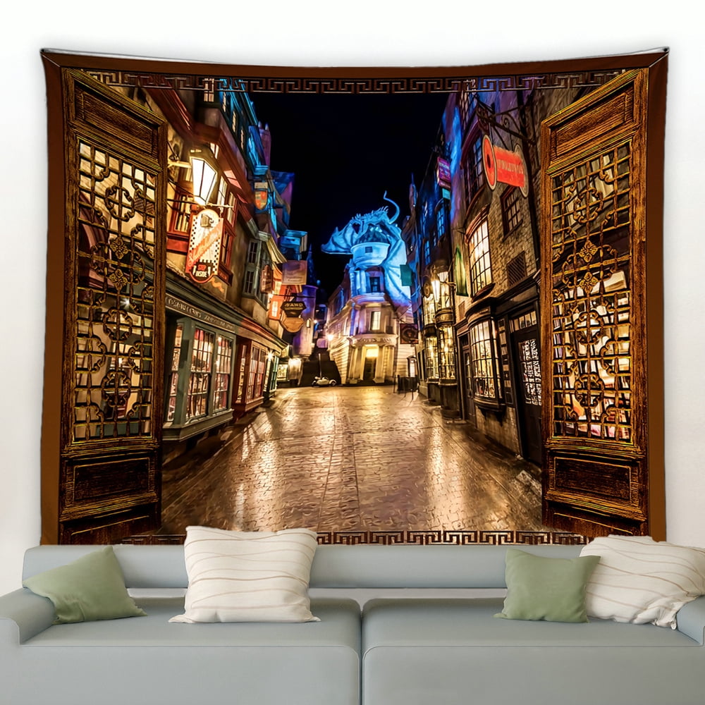 Diagon and Alley Tapestry Wall Hanging Fantasy Street Road Magic World ...