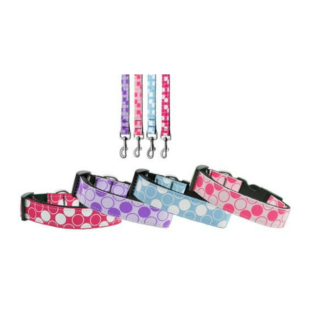 Dog Supplies Diagonal Dots Nylon Collar Baby Blue Medium