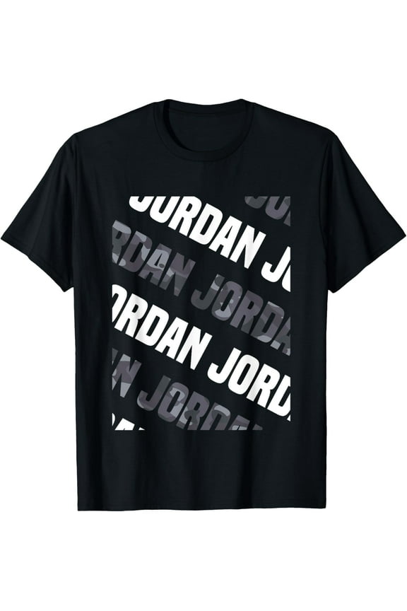 Diagonal Jordan Pattern Design Gift Grey Camouflage Print T-Shirt