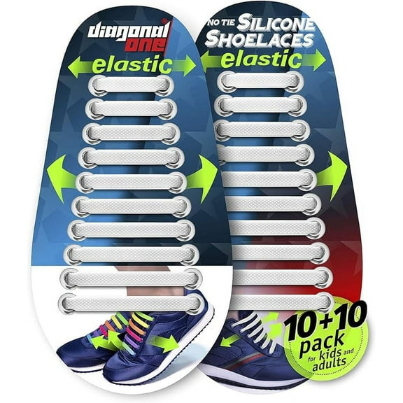Diagonal One Elastic No Tie Shoe Laces for Adults Sneakers & Kids Sneakers fits Mens, Womens & Unisex Rubber Shoes
