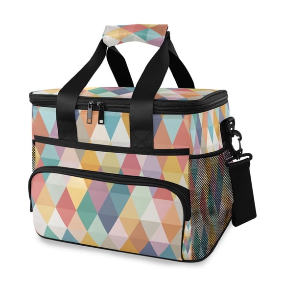Diagonal Pattern Seamless Pastel Hues Portable Cooler Lunch Box Reusable Insulated Lunch Bag Leakproof 15L