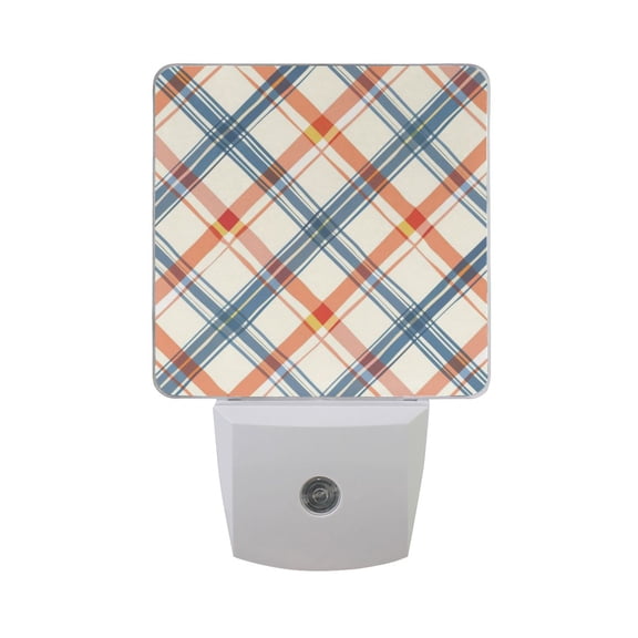 Diagonal Plaid LED Night Light with Smart Sensor Plug Into Wall Dusk to Dawn 2 packs