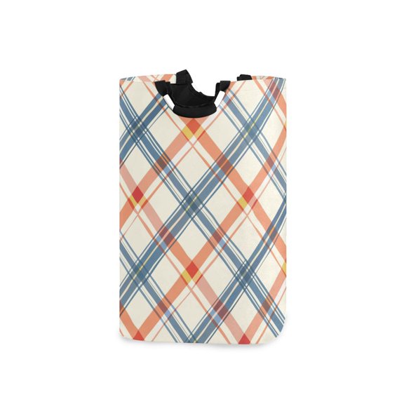 Diagonal Plaid Laundry Basket with Handles Foldable Laundry Hamper Freestanding Washing Bin 50L