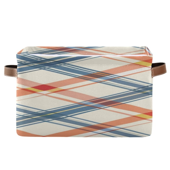 Diagonal Plaid Square Storage Bins with Handles Collapsible Containing Box 1 Pack