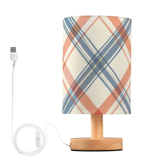 Diagonal Plaid Table Lamp with USB Port LED Warm Light Lamp Night Light Home Decor