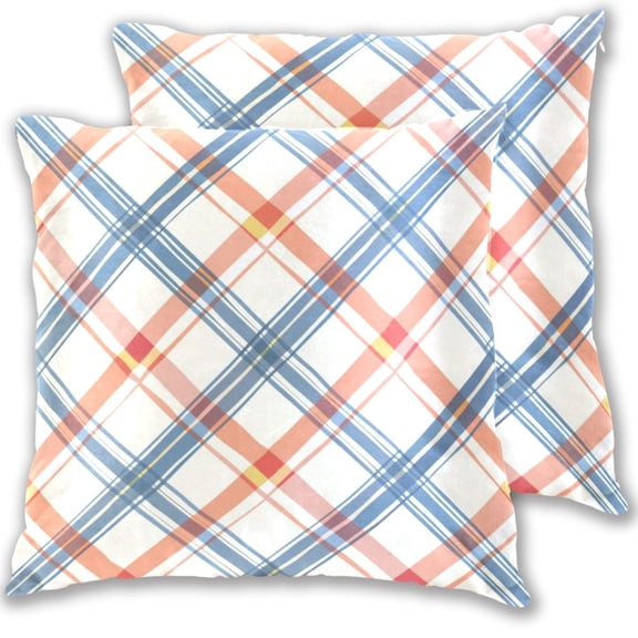 Diagonal Plaid Throw Pillow Covers Pillowcases 16 x 16 Inch Home Decor 2 Packs for Bedroom Sofa