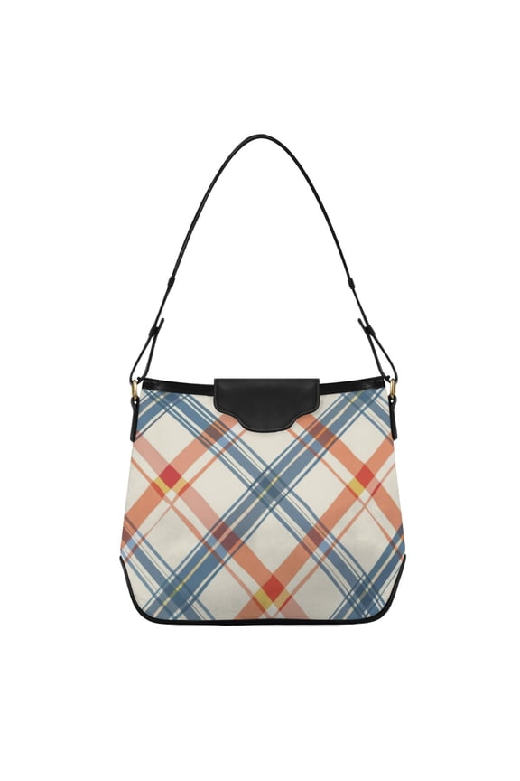 Diagonal Plaid Women's Tote Bag Convertible Handbags Hobo Shoulder Bag with Zipper Magnetic Snap