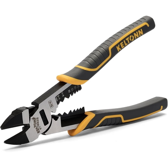 Diagonal Pliers, 8 Inch 4-in-1 Multi-Function Heavy Duty Cr-V Steel Side-Cutting Pliers, Cutting Stripping Crimping Gripping Tool for Electricians & Household Use