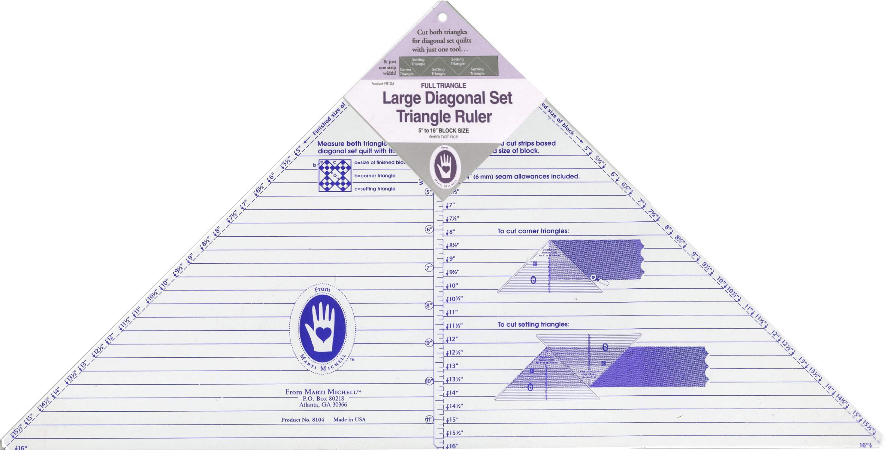 Diagonal Set Triangle Quilt Ruler 5-Inches to 16-Inches From Marti ...