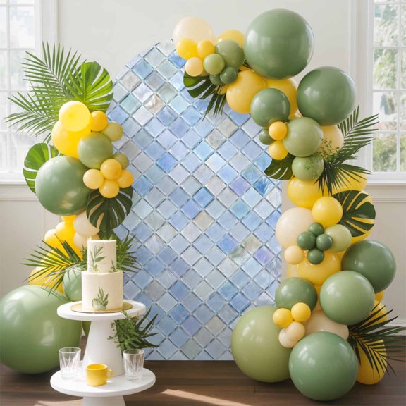 Diagonal Square Tile Arch Backdrop Cover, 4FT, Blue Lavender Diamond Grid Pattern Boho Spandex Arch Covers Double-Sided Backdrop for Wedding Birthday Party Photo Background Decoration