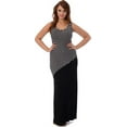 thumbnail image 1 of Diagonal Stripe Color Block Maxi Dress, Large, Black-Grey, 1 of 1