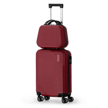 Diagonal Stripe Luggage ABS 2-Piece Set (14"+20") Pink