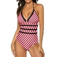 thumbnail image 1 of Diagonal Striped Swimsuit Albania National Flag Lady Swimwear OnePiece Fashion Swimsuits Vaion Push Up Cut Out Monokini, 1 of 5
