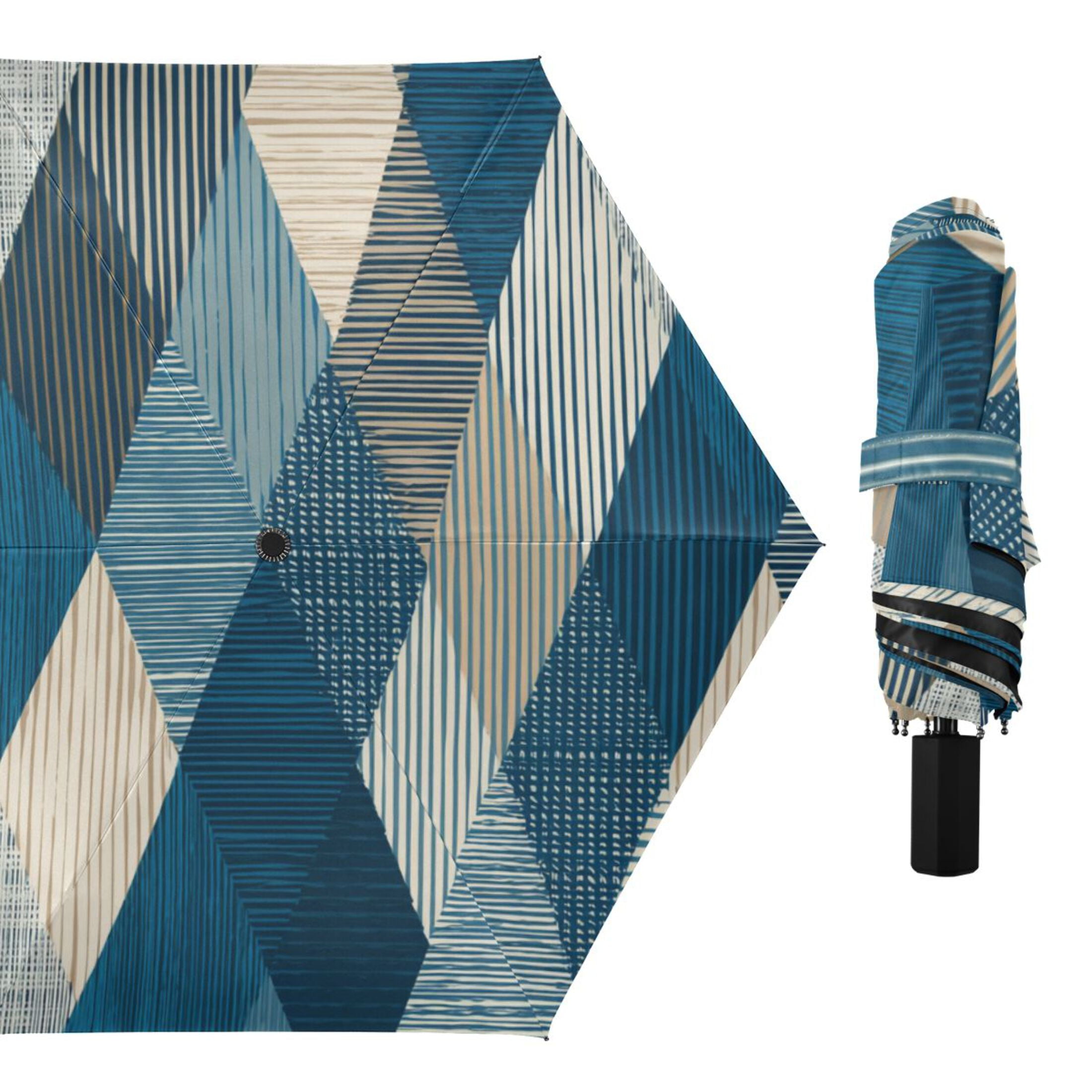 Diagonal Stripes Mixture Colors All Weather Umbrella Triple Folding ...