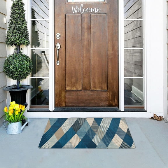 Diagonal Stripes Mixture Colors Doormats Welcome Mats Gate Pads Entryway Outdoor 32" x 20"