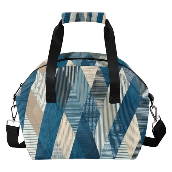 Diagonal Stripes Mixture Colors Insulated Lunch Bag Reusable Quilted Lunch Box Waterproof Leakproof Lunch Container