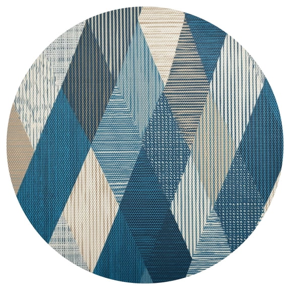 Diagonal Stripes Mixture Colors PVC Round Grid Placemat Table Mat 1 Pc 15.4" x 15.4"