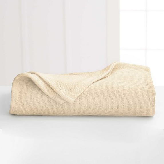 Diagonal Weave Cotton Twin Natural Blanket