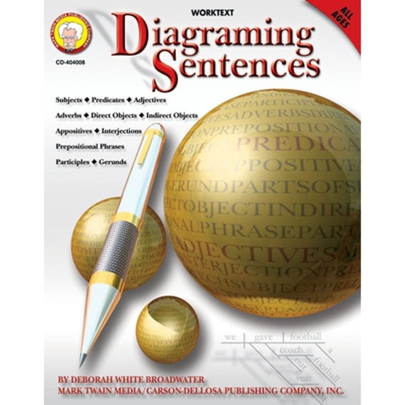 Pre-Owned Mark Twain Diagraming Sentences Writing Workbook, Parts of Speech, Prepositional Phrases, Sentence Types Language Arts and Writing Practice, Classroom or Homeschool Curriculum Paperback