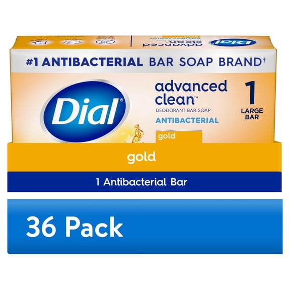 (36 pack) Dial Gold Antibacterial Deodorant Bar Soap, Advanced Clean Deep Cleanse Bar, 4 oz