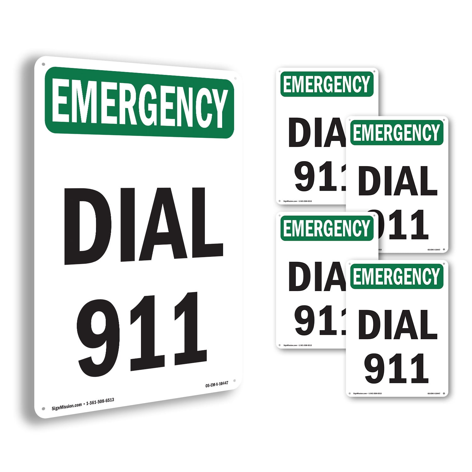 Dial 911 OSHA Emergency Rigid Plastic Sign 24 Inch x 18 Inch - 5 Pack ...