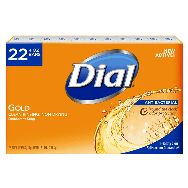 Dial Antibacterial Bar Soap, Gold, 4 Ounce, 22 Bars